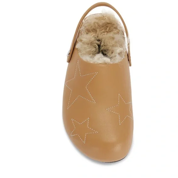 Stella McCartney Star Embroidered Clogs Slingback Sherpa Lining Tan Size 36 NWT - Picture 12 of 12